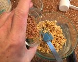 A picture of step 6 of Toffee Pecan protein krispie bar.