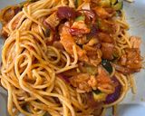 A picture of step 8 of Naporitan (ナポリタン) - Spaghetti with ketchup sauce.