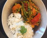 A picture of step 7 of #nationalcurryweek 🍠 Sweet potato and vegetable pathia.