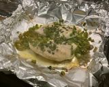 Une image de l'étape 9 de Filets de lieu jaune au poivron vert, persil et citron.