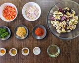 A picture of step 1 of Eggplant curry/ Vangi Bhaaji/ Brinjal curry.