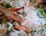 A picture of step 3 of Creamy flats over a vegetable egg cake.