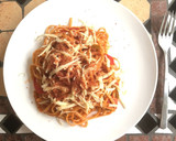 Foto del paso 9 de la receta: Pasta en salsa de pimientos con polvo de jamón serrano