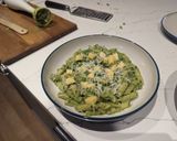 A picture of step 10 of Pasta in a pea sauce.