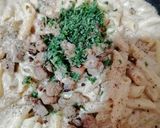 Foto del paso 7 de la receta: Penne rigatti en salsa Alfredo con trozos de lomo de cerdo