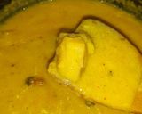 A picture of step 10 of Moong dal kadhi and no frying pakori.