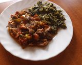 A picture of step 8 of Stewed Matumbo with Managu.