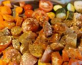 A picture of step 1 of My oven roasted veg soup.