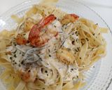Foto del paso 14 de la receta: Fettuccine con cremoso de cabra con gulas y gambones
