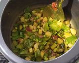 A picture of step 3 of Green flat beans mix subzi Gujarati style.