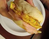 A picture of step 4 of Ham, Egg, & Cheese Breakfast Sandwich.