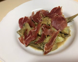Foto del paso 9 de la receta: Alcachofas guisadas con jamón y huevo poché