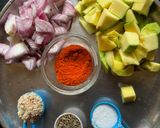 A picture of step 1 of Raw Mango Onion Chutney.