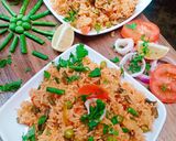 A picture of step 5 of French-beans veg rice.
