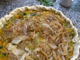 Tarta de calabaza puerros y cebolla caramelizada