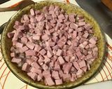 Une image de l'étape 6 de Quiche « pas Lorraine » au jambon blanc,oignon de roscoff et feta grecque (pâte brisée au basilic).