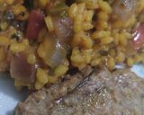 Foto del paso 4 de la receta: Arroz multicolor vegano con hamburguesas vegetales
