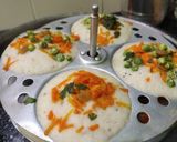A picture of step 3 of Oats mixed idli batter vegetables Idli Chutney.
