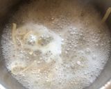 A picture of step 1 of Linguine white sauce pasta.