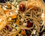 A picture of step 3 of Yellow fin tuna with chilli & mozzarella linguini.