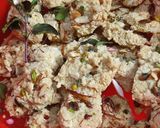 A picture of step 5 of Paneer kalakand with Koya dry fruits kesar dessert.