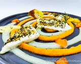 Foto del passaggio 5 della ricetta Branzino agli Aromi su Crema di Patate e Carote