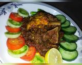 A picture of step 6 of Punjabi Karela gosht.
