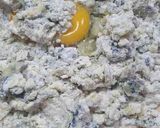 A picture of step 2 of Blue Gnocchi with Zucchini Pesto and Stracchino Cheese.