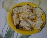 A picture of step 2 of Khichiya papad (rice papad) chat.
