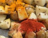 A picture of step 3 of New Potatoes & Dill leaves stir fry.