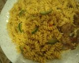 A picture of step 1 of Jollof macaroni.