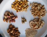 A picture of step 1 of Mixed nuts chikki pizza (chizza).