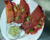 A picture of step 11 of Beetroot pulp chilla with veggies.