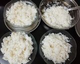 A picture of step 1 of Rainbow pulao jain with natural colors.