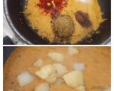 A picture of step 4 of Potato Paneer curry.