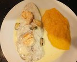 Foto del paso 4 de la receta: Anchoa de banco con crema, mejillones y langostinos