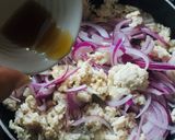 A picture of step 2 of Thai Laab with chicken breast and quinoa.