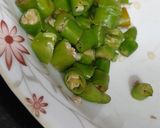 A picture of step 1 of Bhindi.