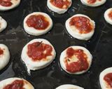 A picture of step 5 of Mini Pizzas with Various Toppings.