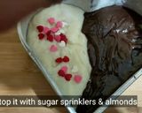 A picture of step 7 of Valentine's special Vanilla-Chocolate Duo Cake (eggless) #heart.