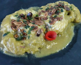 Foto del paso 12 de la receta: Cazón en crema de pimiento verde y almendras tostadas