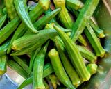 A picture of step 1 of Bhindi masala.