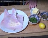 A picture of step 1 of Skate wing with a brown butter and caper sauce.