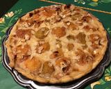 Une image de l'étape 12 de Tarte aux pêches jaunes et amandes (pâte brisée épeautre, semoule fine et lait).