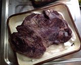 A picture of step 5 of Sauerbraten (Burgunderbraten) with Mushrooms.