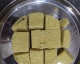 A picture of step 9 of Dhokla/ Moong Dal Dhokla.