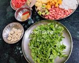 A picture of step 1 of Palanga Ghadghada Tarkari (Spinach and Veggies Curry).