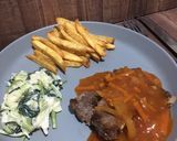 Foto langkah ke 10 dari resep Beef Steak with Sweet n Sour Sauce (Salad Kol Sawi).