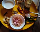 A picture of step 1 of Thakurbarir special dudh rui fish curry.