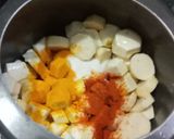 A picture of step 1 of Rasedaar Arbi /calocasia curry.